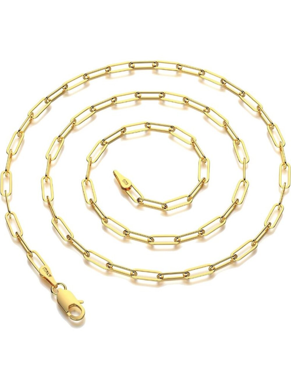 925 Sterling Silver Paperclip Chain Necklace for Women & Men - Diamond Cut